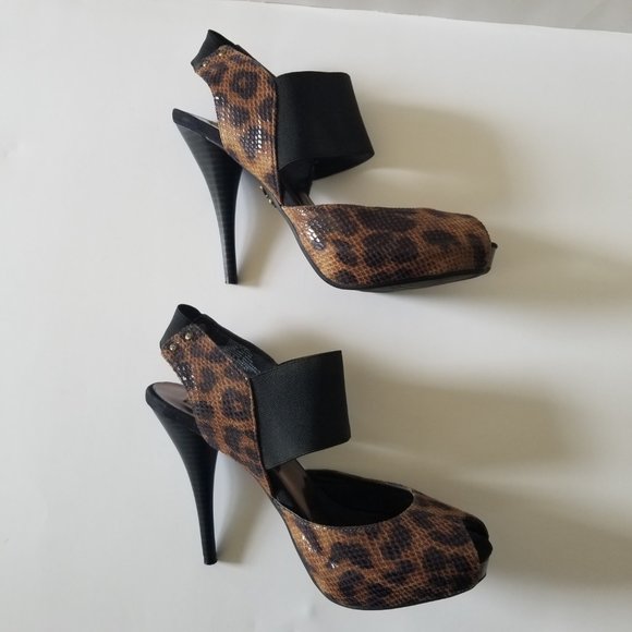 Simply Vera, Vera Wang Brown Animal Print Open Toe Stiletto 8.5 - Picture 9 of 11